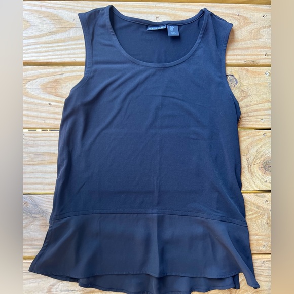 Tahari black small dressy round neck tank top blouse - Picture 4 of 12